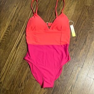 Summersalt Pink and Orange One Piece Swimsuit V-Neck
